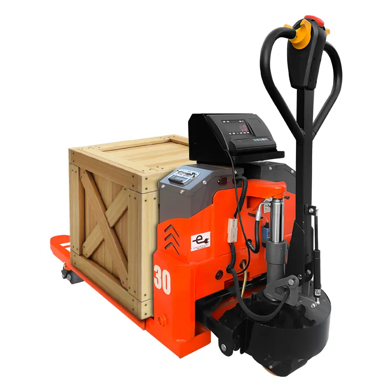 adjustable fork fully 1.5ton electric pallet jack with weigh scale