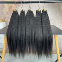 Extensions de Cheveux Humains Vierges Bruts 15A Non Traités en Gros, Tissages Yaki Kinky Straight Double Drawn pour Femmes Noires
