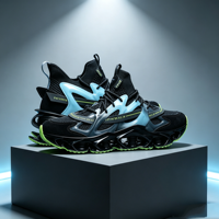 Sepatu Sneakers New Gen Blade Cushion Putih Biru Oranye Estetika Futuristik Ringan untuk Perjalanan Sehari-hari dan Berjalan