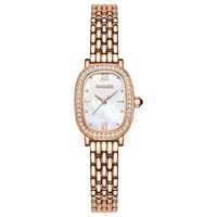 Montre-bracelet de luxe pour femme en gros, à quartz, en acier inoxydable or rose, avec cadran en nacre, personnalisable avec logo