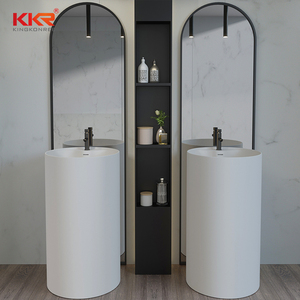 Lavabo bagno A Forma di Fiore Freestanding Bacino Superficie Solida Pietra In Piedi <span class=keywords><strong>Lavello</strong></span> - Product Image 5