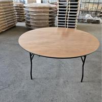 Table de banquet ronde pliable de 120 cm, en contreplaqué, avec structure métallique, meubles de salle à manger durables