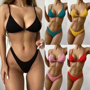 YWLG76246 Nuevo Bikini Flash, Traje de Baño Sexy de Dos Piezas con Abertura Lateral para Mujer, Diseño Sólido Personalizado, Traje de Baño de Dos Piezas, Venta al por Mayor de Trajes de Baño Personalizados - Product Image 3