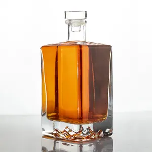 Groothandel Vierkante Rechthoekige 500Ml 750Ml 1000Ml Lege Fruit Whisky Drank Flessen Met Witte Fraudebestendige Dop LGG-04