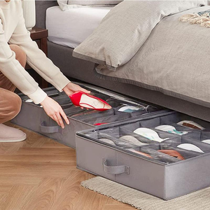 Organizador de Zapatos Plegable con 12 Compartimentos y Cubierta para Debajo de la Cama, Venta al Por Mayor - Product Image 6