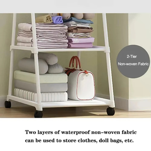 Simple Cool <strong>Metal</strong> Coat <strong>Rack</strong> <strong>Triangle</strong> Pulley Wheels Standing Clothes <strong>Rack</strong> for Bedroom Hanging Storage Household Hanging Clothes - Product Image 3