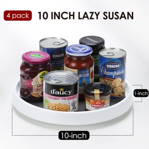 Set of 4, 10 Inch Non-Skid <strong>Lazy</strong> <strong>Susan</strong> Organizers - Turntable Rack for Cabinet, Pantry Organization and Storage, Kitchen, <strong>Fridge</strong> - Product Image 3