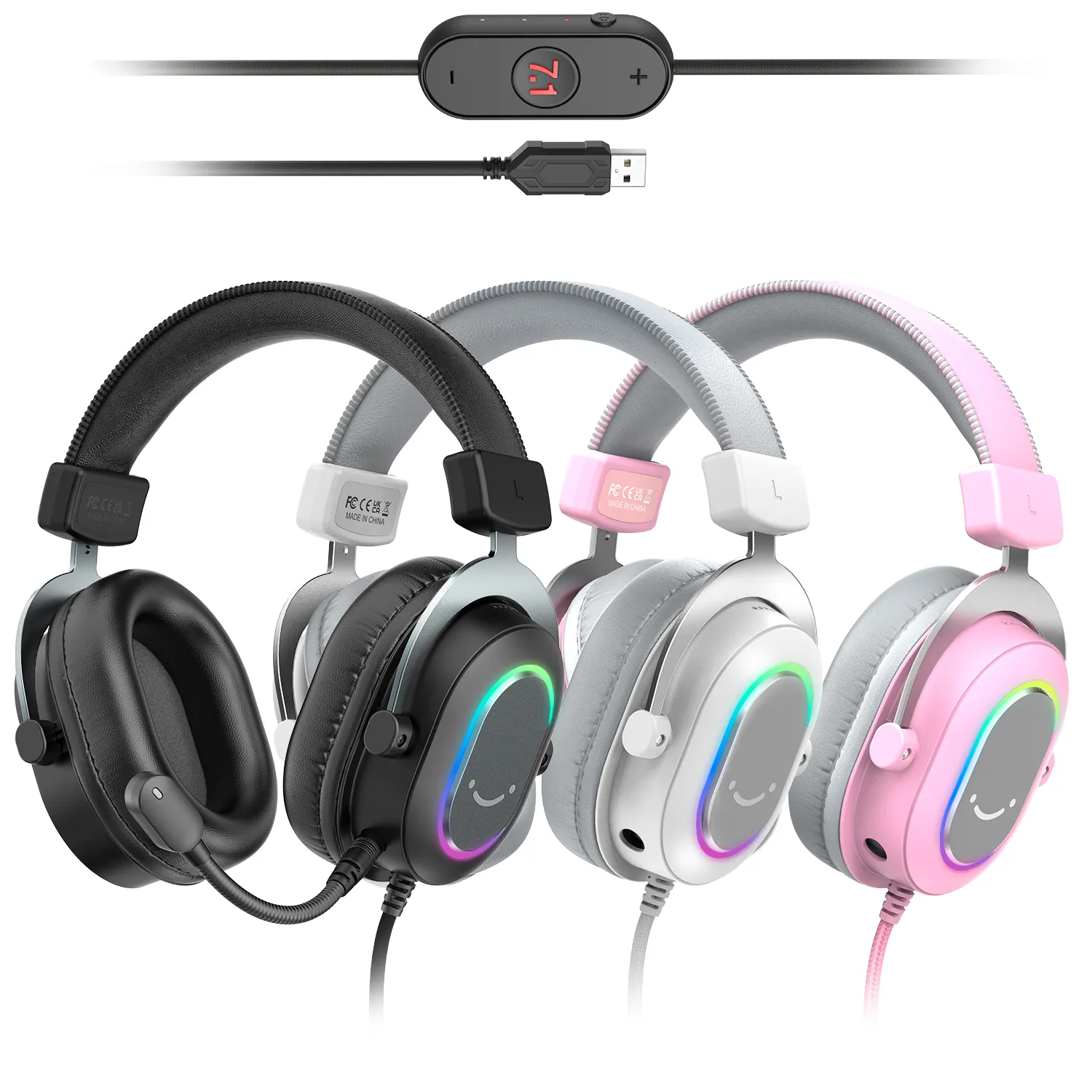 Fifine H6 High Quality 7.1 Surround Sound Gaming Headset RGB Gaming Headphones USB Wired Gamer Headset Gaming Headphones