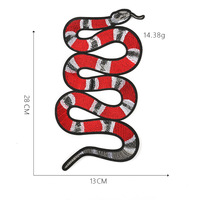 Patchs brodés en feutre non tissé, faits main, thermocollants, motif serpent rouge/doré, style mode, pour sacs