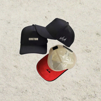 Topi Baseball 5 Panel Empat Warna Hitam 2 Tone Gaya Vintage Bordir di Bagian Bawah, Unisex, Model Dad Hat, Berbahan Suede dan Satin, Dilengkapi Gesper