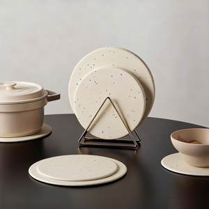 실리콘 패드 내열 매트 가정용 원형 코스터 식품 등급 식탁 팬 보온 패드 보관 홀더 랙 - Product Image 1