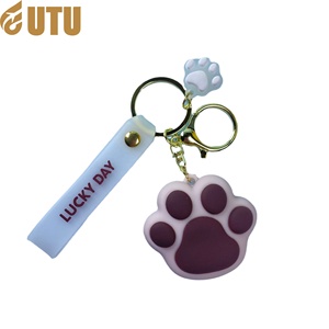 Porte-clés créatif en plastique en forme de patte de chat, design cœur mignon pour fille, pendentif de voiture, cadeau pour couple - Product Image 5