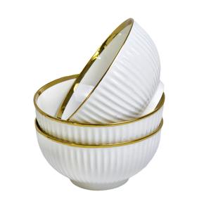 ชุดเครื่องถ้วยชามเซรามิกพนมเปญ ลายทอง สไตล์มินิมอล ชามข้าว ชามก๋วยเตี๋ยว ชามทรงหมวกฟาง จาน - Product Image 5