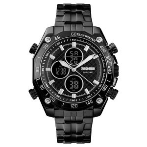 SKMEI — montre-bracelet en acier inoxydable 1302, double temps, pour homme, à la mode, alarme <span class=keywords><strong>Chrono</strong></span> numérique - Product Image 4