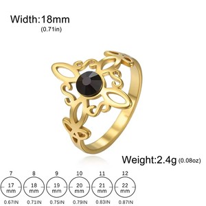 Streghe nodo con anello di zircone nero nodo trinità celtica in acciaio inox gioielli in Irlanda regali per le donne - Product Image 6