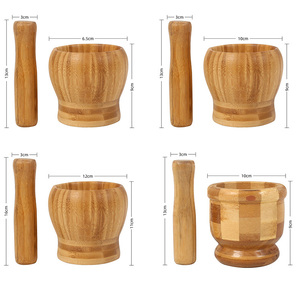 Prensa de Ajo de Bambú Natural, Mortero y Pilón para Hierbas Frescas, Especias y Guacamole, <span class=keywords><strong>Molcajete</strong></span> - Product Image 4
