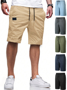 Pantalones cortos deportivos de playa de verano, pantalones cortos teñidos lisos antiarrugas de cintura alta de tela tejida informal para hombres - Product Image 6