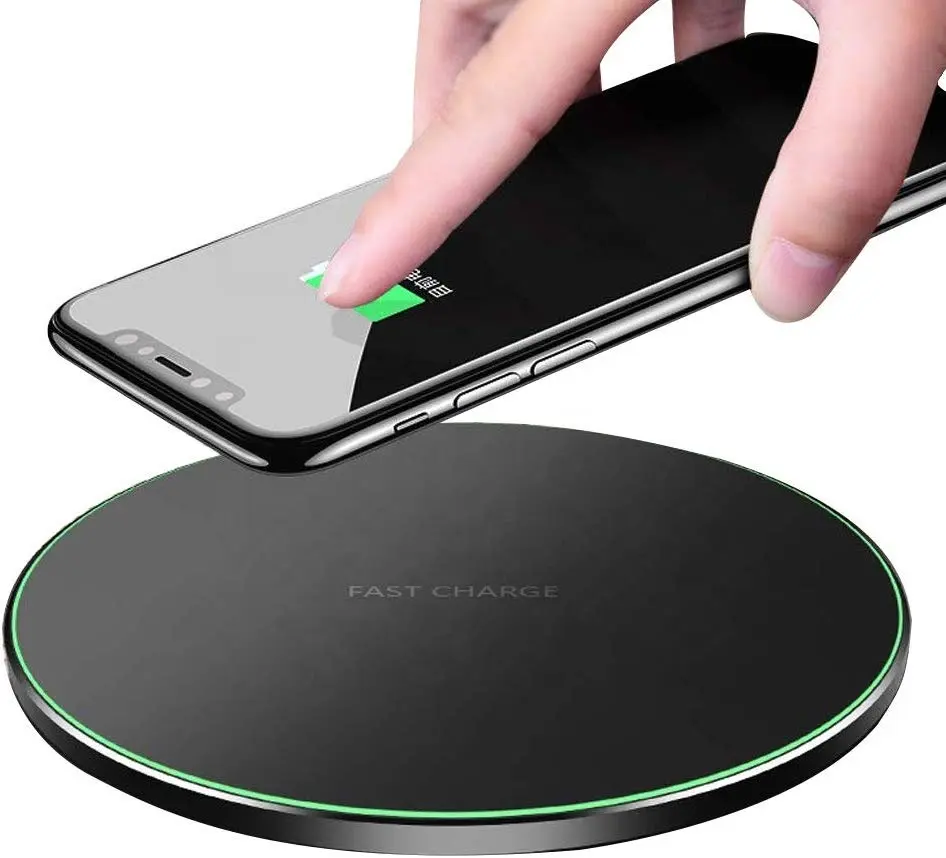 2020 Desktop Q8 Aluminum Inductive Magnetic Fast Charging Pad Plate Qi Wireless Charger With Flowing Light Led For Cell Phone