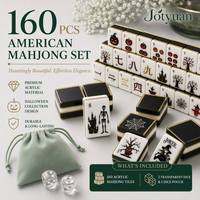 Nuevas fichas de mahjong europeas y americanas de lujo, acrílicas, de 160 piezas, multicolor, pintadas a mano, para reuniones familiares y entretenimiento.