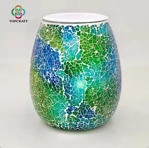 Top Seller Unique Personalized Tempered Crackles Handmade Mosaic Wax Melter Oil Burner for Home Scents