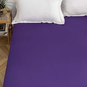 Drap-housse Royal Purple Queen 60x80 pouces, poches profondes, en coton, pour usage domestique, couleur unie, doux et respirant, protège-matelas - Product Image 4