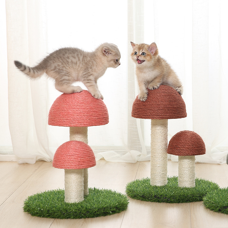 Sisal mushroom cat scratcher cat climbing frame vertical claw sharpener funny cat toy