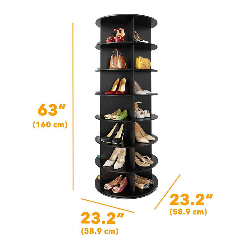 Model a 7-tier rotating shoe rack-black