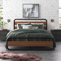 Cadre de lit en métal noir sur mesure OEM, design moderne et minimaliste, installation facile, robuste, idéal pour appartement locatif, chambre d'amis, dortoir