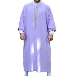 Islamic Clothing High Quality Cotton Long Sleeve Arabian Robe Gentle Style Front Button Muslim Robe