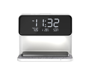 Charge sans fil avec réveil numérique LED 3 réglages de vitesse Veilleuse 10W <span class=keywords><strong>Lampe</strong></span> de chevet tactile Luminosité réglable Chambre à coucher - Product Image 2