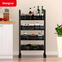 Organisateur multifonctionnel de rangement pour accessoires de cuisine Organisateur de paniers en métal Étagère pour fruits et légumes Chariot rotatif à roulettes