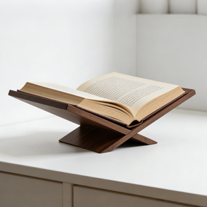Walnut Beech Wood Book Stand for Reading, Desktop Display Rack Holder for Cookbooks Magazine ,<strong>Bookends</strong> for Library Bookstore - Product Image 1
