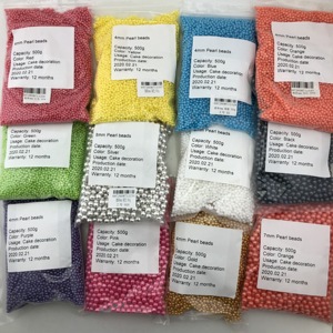 Perles comestibles dorées et blanches pour décorations de gâteaux, perles comestibles à saupoudrer - Product Image 1