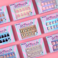 Lot de 30 faux ongles en gel souple réutilisables, courts, carrés, avec dégradé, pour salon de manucure, à presser, avec colle