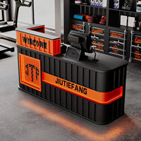 Comptoir de bar rectangulaire en métal de style industriel, bureau de réception pour salle de sport, centre sportif, bureau commercial, poste de travail, petite boutique, caisse