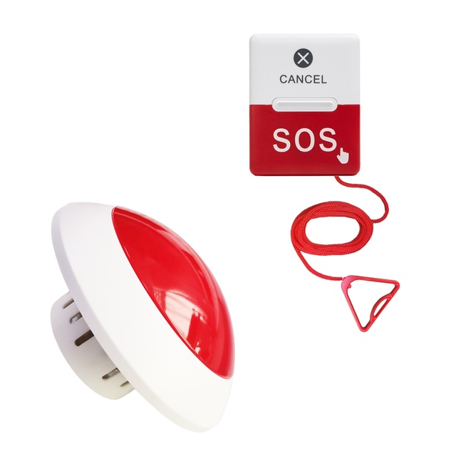 Wireless Nurse Call System Caregiver Pager with Pull Cord Button & Door Light Receiver for Elderly Disabled Bathroom Hospital