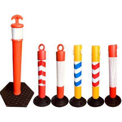 Flexible Plastic Delineator PE Orange Warning Rebound Bollard Post