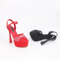 Chaussures de danse en maille pour femmes 15 cm talons hauts Peep Toe plate-forme à lacets fermeture été boucle strip-tease sandales grande taille