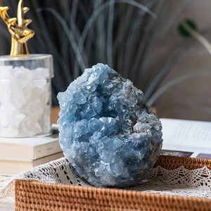 Cụm Hoa Mộc Lan Màu Xanh Dương Tự Nhiên Mẫu Nguyên Liệu Đá Thô Hình Quả Trứng Hình Trái Tim Tròn Để Trang Trí Nhà Cửa - Product Image 3