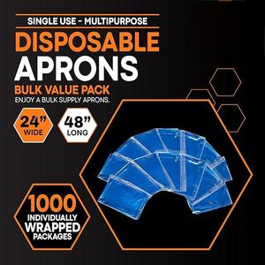 Tabliers jetables en plastique bleu, emballés individuellement, imperméables, en PE 1 mil, idéaux pour la cuisine et la restauration - Product Image 2