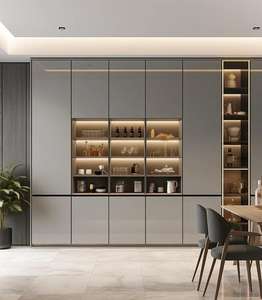 ตู้โชว์สั่งทำขนาดพิเศษ ตู้ไวน์ไม้ เฟอร์นิเจอร์ร้านอาหาร ตู้โชว์หรูหราทันสมัย - Product Image 1