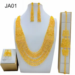 Luxus vergoldete afrikanische Schmuck-Sets Schmuck Braut Halskette Schmuck Brazilian Plated Gold Accessoires