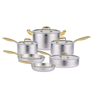 Ensemble de casseroles et poêles en acier inoxydable et titane, antiadhésives, avec logo personnalisé, taille sur mesure
