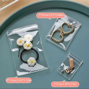 2025 nouveau pas cher clair PVC fermeture éclair sac épais Transparent Zip boucles d'oreilles en plastique serrure pochette avec Logo quantité minimale de commande 100 pièces - Product Image 4
