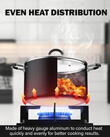 Ensemble de casseroles en aluminium antiadhésif Cook N Home 8 pièces avec couvercles en verre, compatible induction - Comprend une casserole et des poêles (noir/marbre)