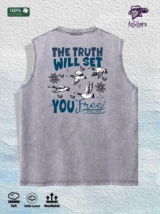 Gilet imprimé oiseaux et proverbes, entrepôt local américain, 3 couleurs, coton respirant, haut tendance - Product Image 4