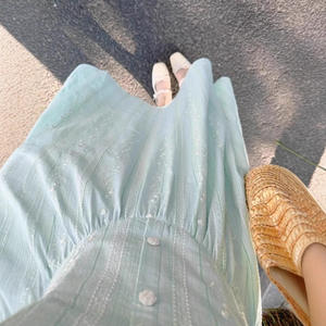 Vestido Largo Azul con Cuello Marinero para Mujer, Estilo Veraniego, Transpirable, Casual, con Hombros Descubiertos, Cintura Natural, Ideal para Vacaciones - Product Image 3