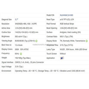 NL6448AC18-08D จอแสดงผล LCD ขนาดเล็ก 6.4 นิ้วสำหรับเครื่องมืออุตสาหกรรมทางการแพทย์ของแท้ในสต็อก - Product Image 4