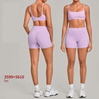 Ensemble de shorts de sport respirants en Spandex/Nylon à col rond, moulant, taille haute, pour la course, le fitness et le yoga