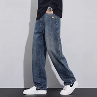 Jeans en denim délavé coupe ample taille mi-haute pour homme, style américain, nouvelle collection automne, tendance streetwear, directement de l'usine, best-seller transfrontalier